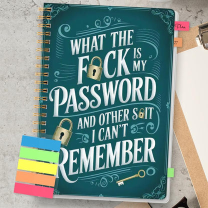 🔥Limited Time 46% Off✨📅Funny Password Notebook - Spiral Bound with Lock Icons & Funny Security Phrases✍️