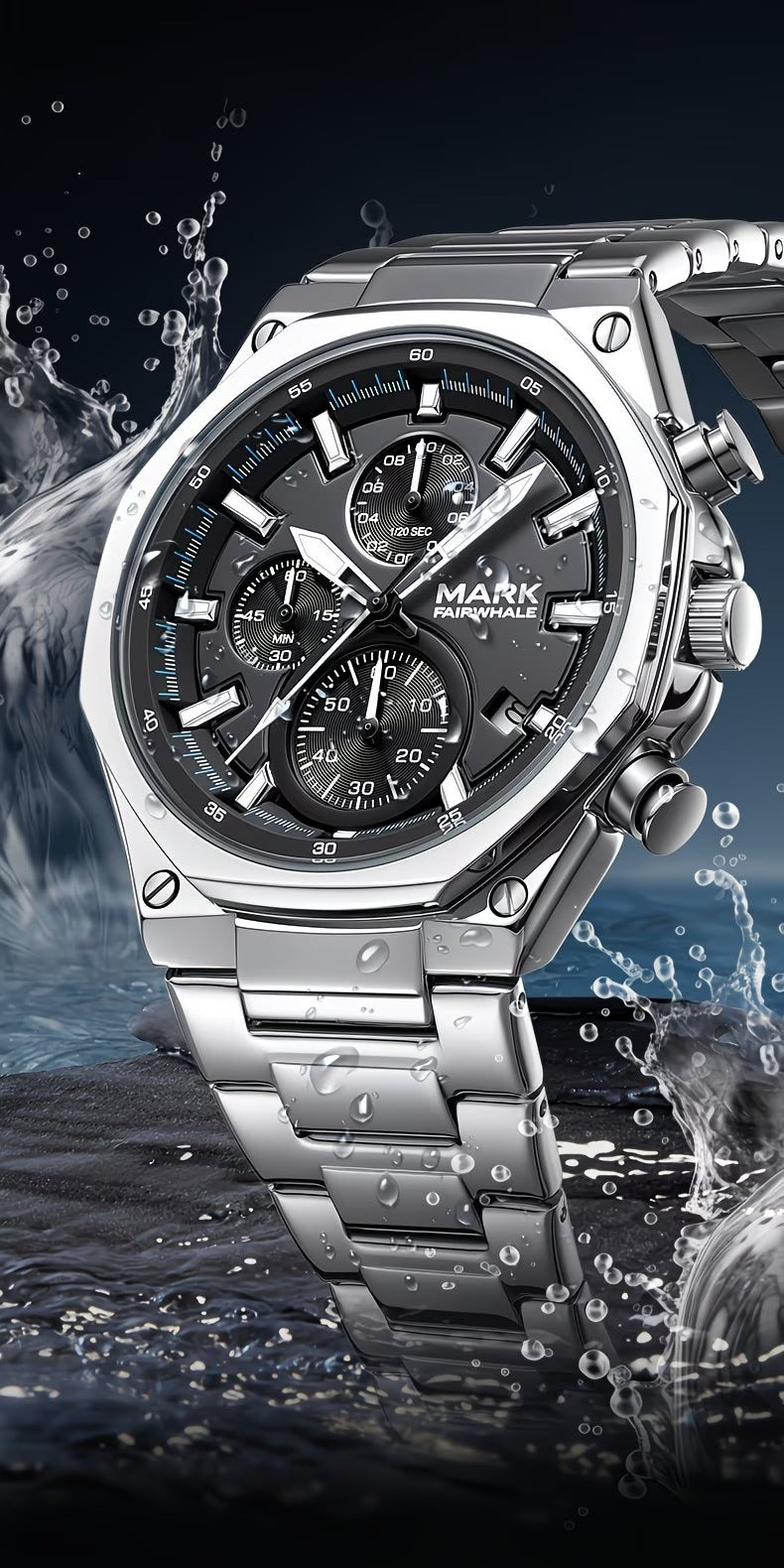 Mark Fairwhale Men's Chronograph Watch | Quartz Movement, Luminous Dial, 3ATM Waterproof | CHRONAREX FW-5057