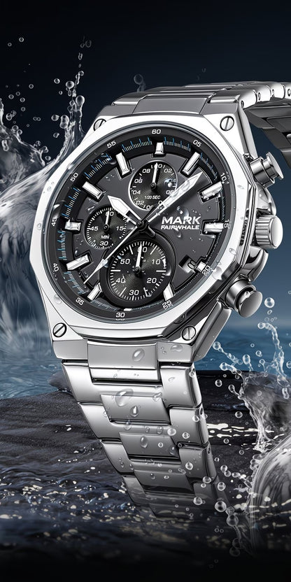 Mark Fairwhale Men's Chronograph Watch | Quartz Movement, Luminous Dial, 3ATM Waterproof | CHRONAREX FW-5057